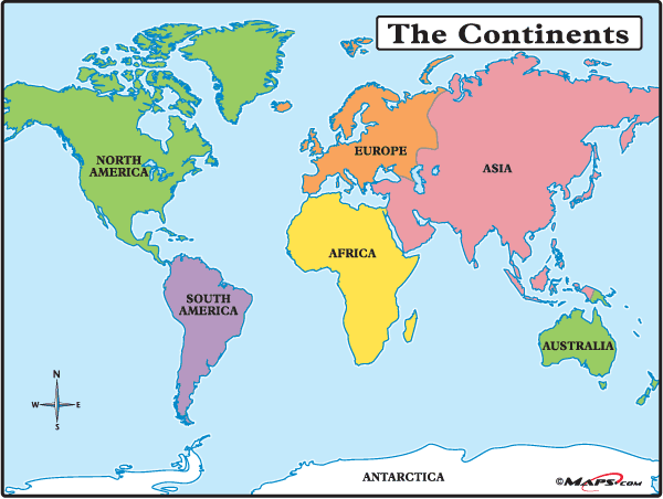 world map continents printable. Continent