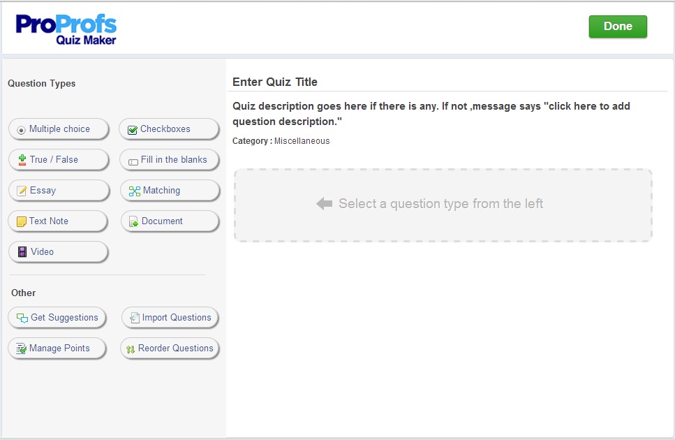 ProProfs Quiz Maker screenshot