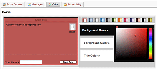 Customize Quiz Color Customize Quiz Color
