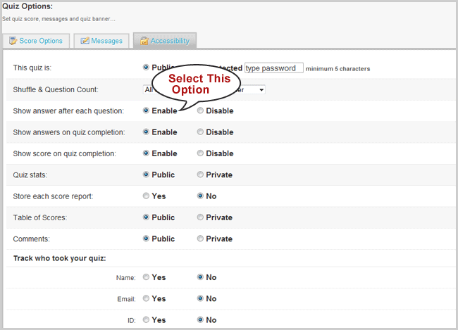 Enable previous question result