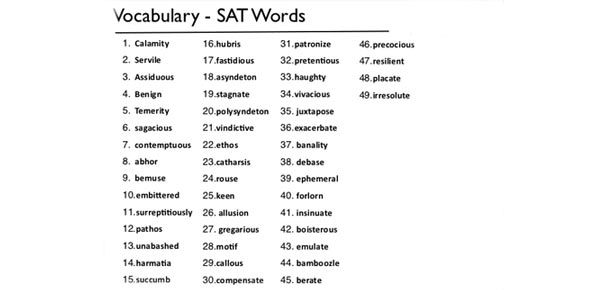 SAT Vocabulary Quizzes & Trivia