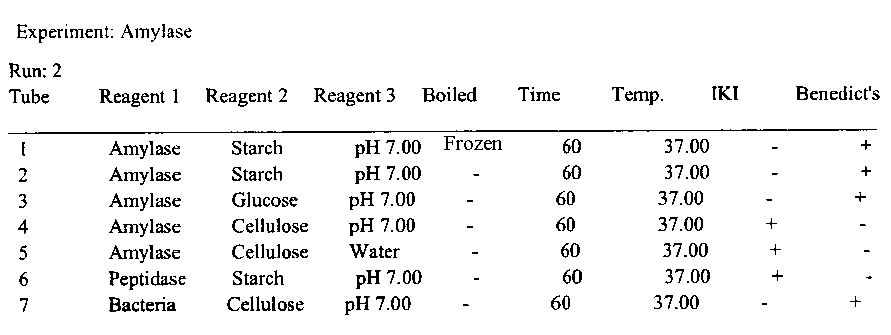 Salivary Amylase Digestion Of Starch Chart