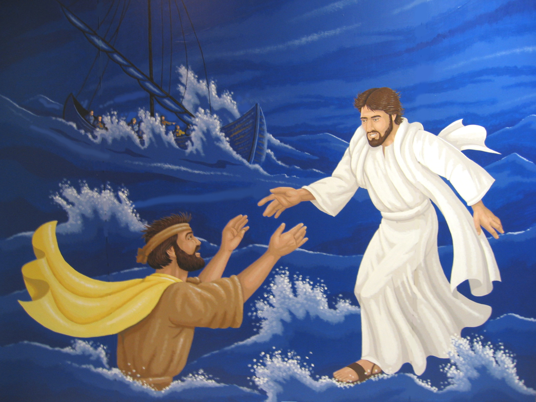jesus walking water peter bible miracles clipart christ helping sea storm walks christian 33 matthew walk boat miracle quiz murals