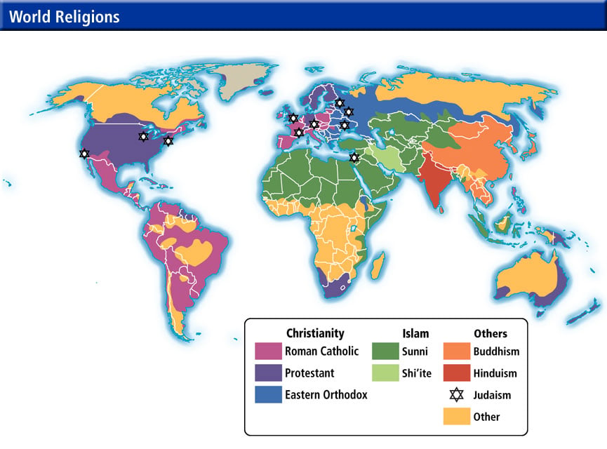 Religions Of The Middle East Chart