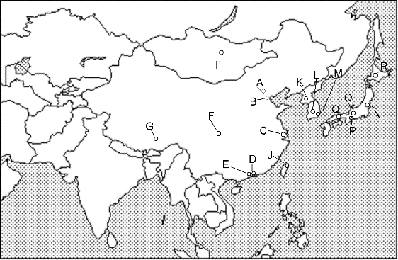 east asia map with capitals. What CAPITAL is at location A?