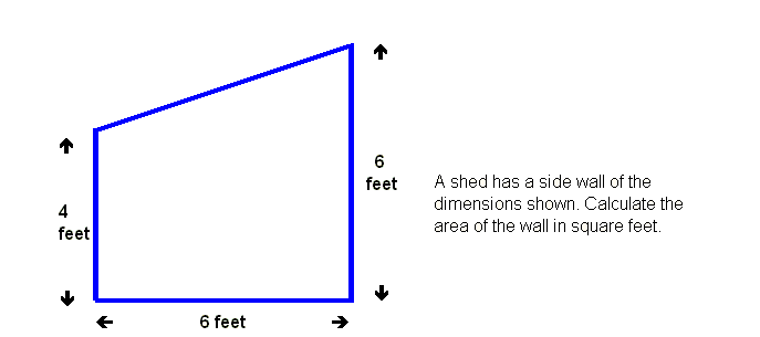 What is the area of the wall in square feet? A shed has a side wall