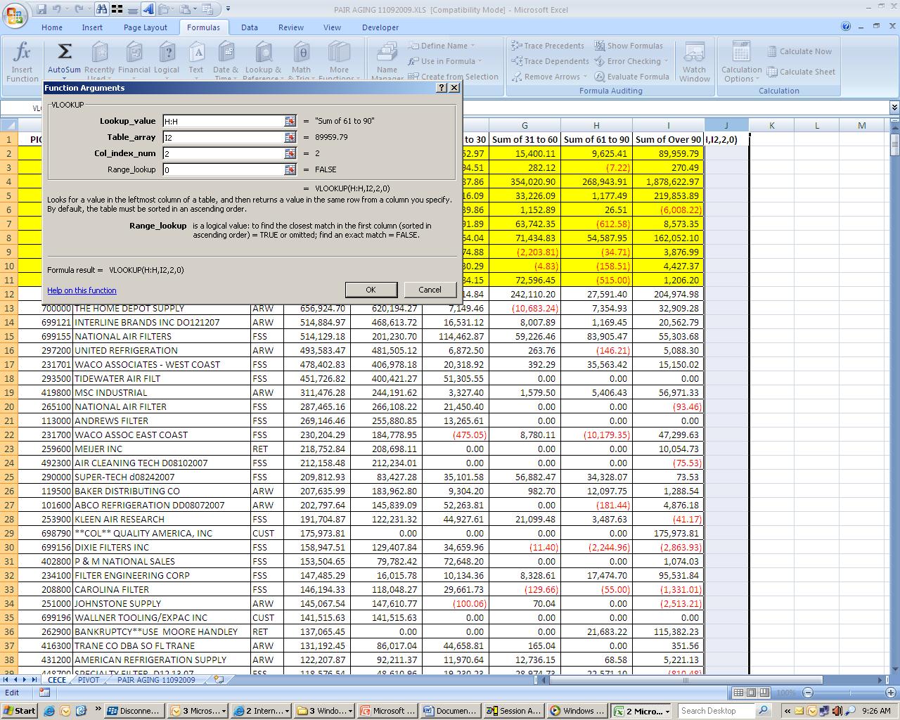 In Excel What Formulas Are You Proficient In