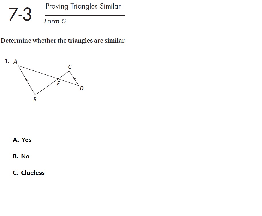 1/31 Geometry 7-3 Similar Triangles [29]