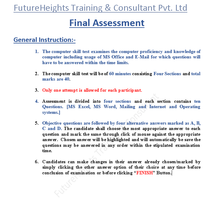 Futureheights Training & Consultant Pvt. Ltd (Set-3) - Quiz
