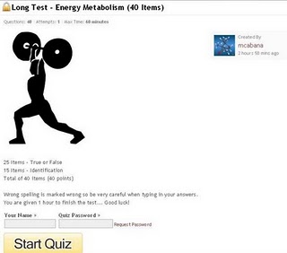 Long Test - Energy Metabolism (40 Items) - Quiz