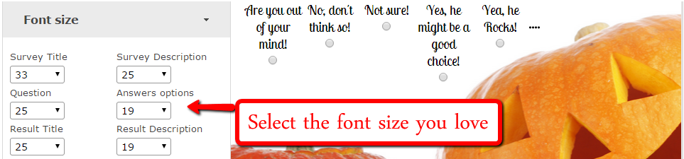 Change the font size of your survey