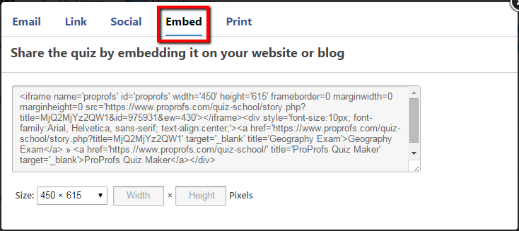 embed your quiz