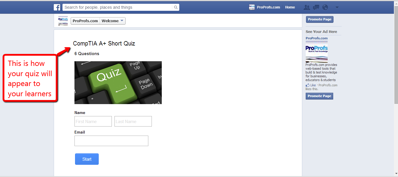 Embed Quiz on Facebook