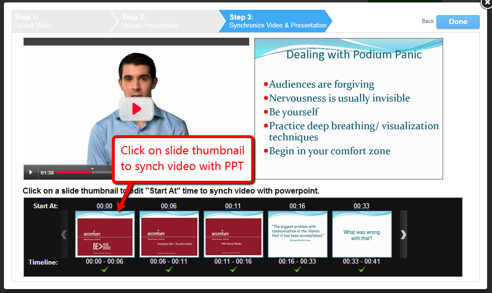 Synchronize video with PPT