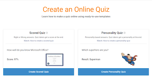 create an online quiz