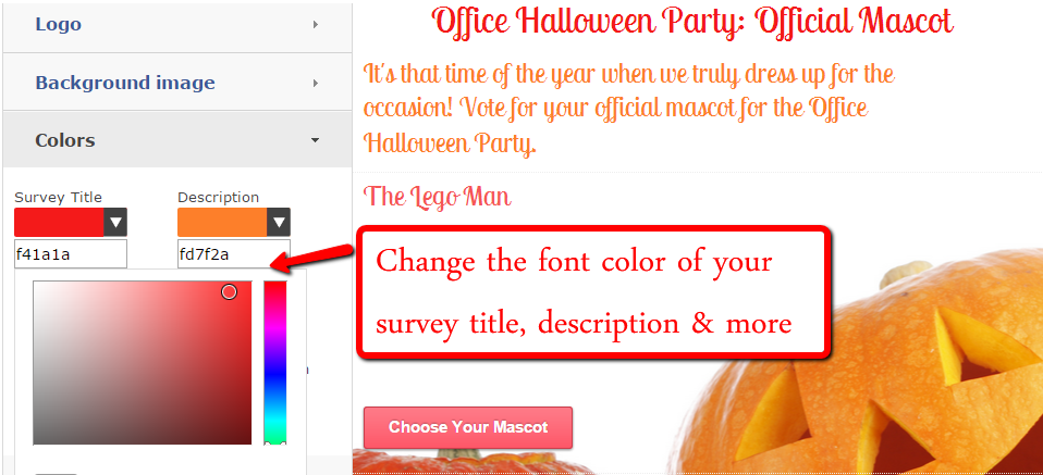 Change the font color of your survey