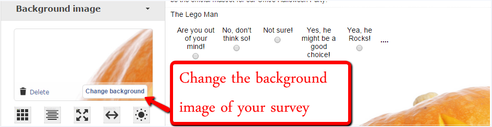 change the background image of your survey
