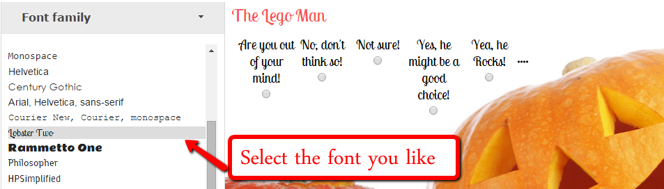 Change the font of your survey