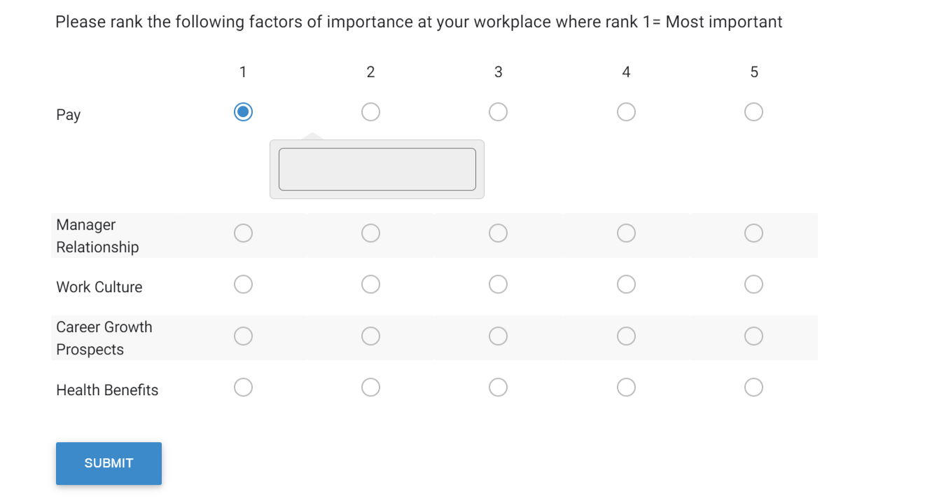 Ranking Survey Questions