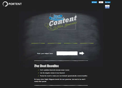 Portent’s Content Idea Generator