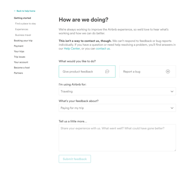 survey example from Airbnb