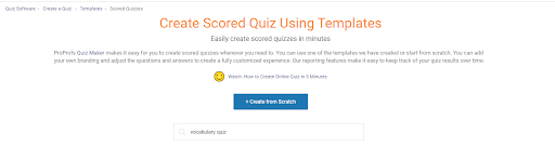 Create scored quiz using templates