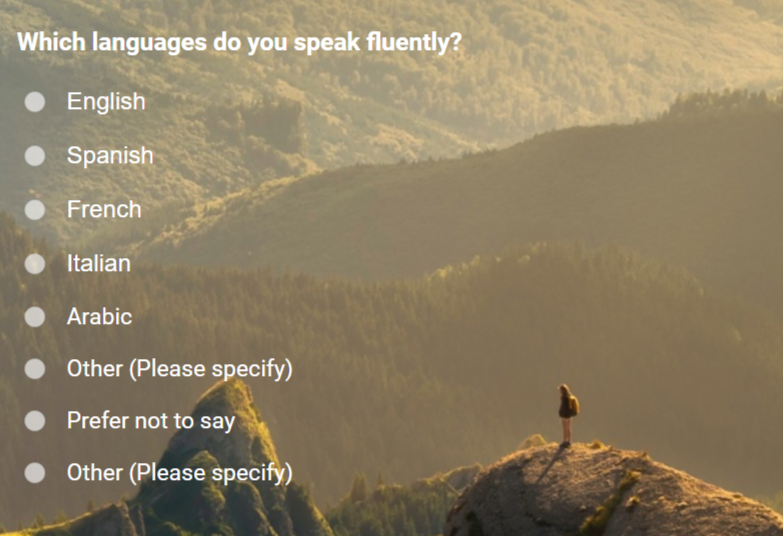 Sample Language Question for Demographic Survey
