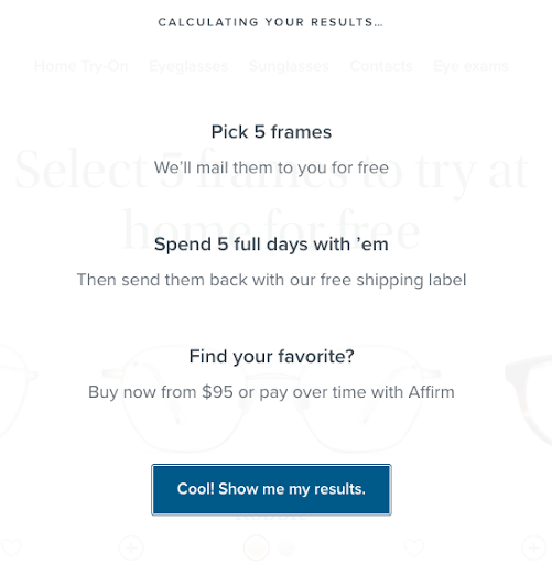 Warby Parker Product Recommendation Quiz