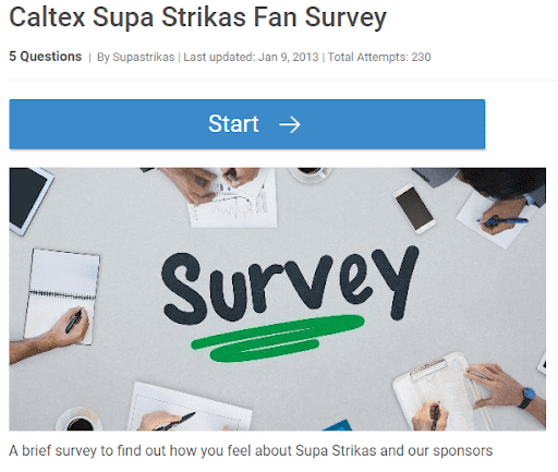 Caltex Supa Strika Fan Survey