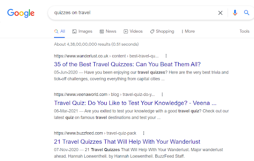 quizzes on travel