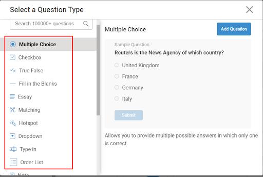 Select a question type