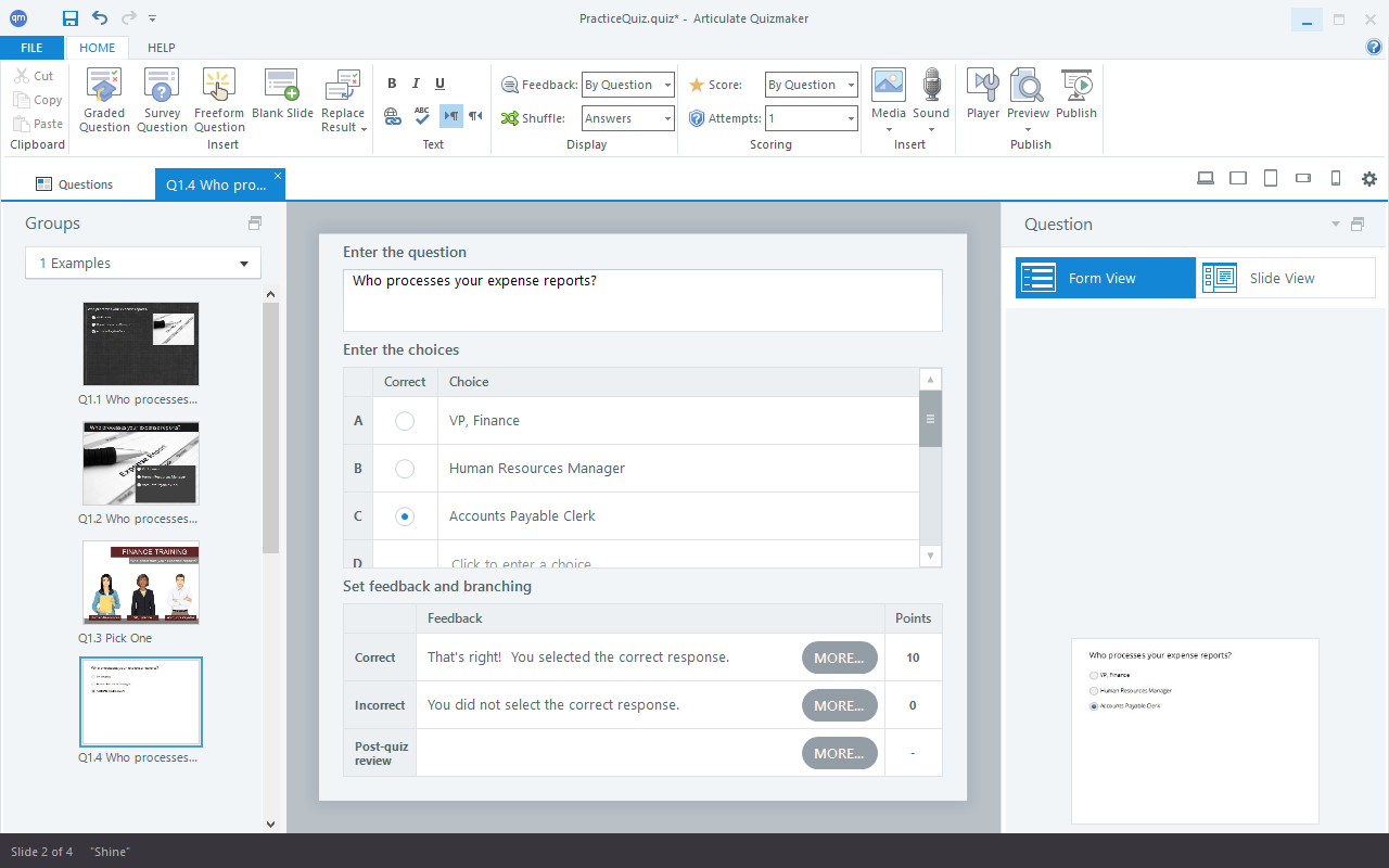 articulate quizmaker