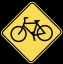 Bicycle Crossing~ This sign warns drivers that bicycles may cross the road at this location and cars must look out for them.  