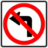 No Left Turn~ This sign tells drivers that they can