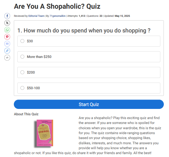 Are You A Shopaholic Quiz a ProProfs BuzzFeed Style Quiz