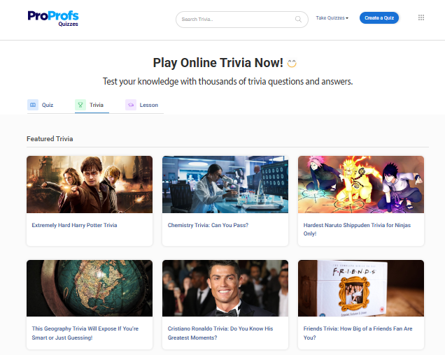 Trivia Questions & Answers in ProProfs