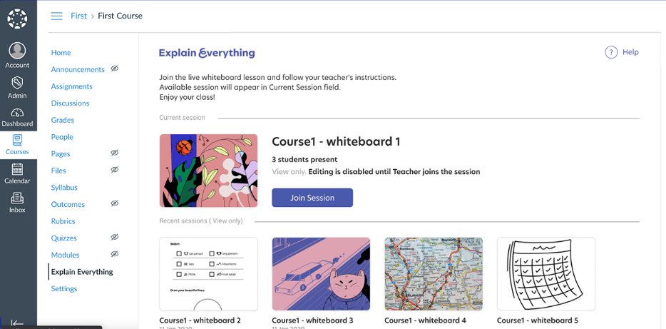 Explain Everything dashboard
