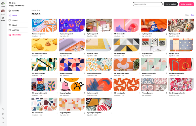 Padlet dashboard