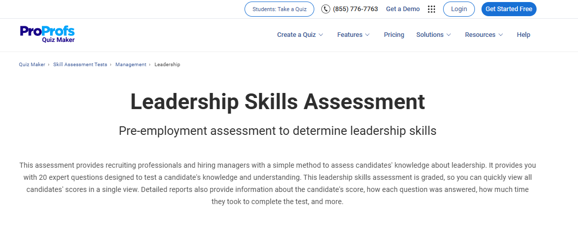 Leadership Skills Assessment Test by ProProfs