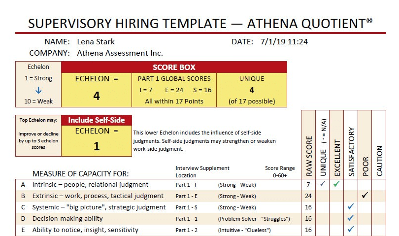 Athena Assessment - Best for Evaluating Judgment 