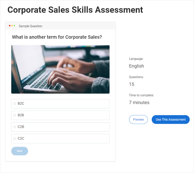corporate sales skills assessment 