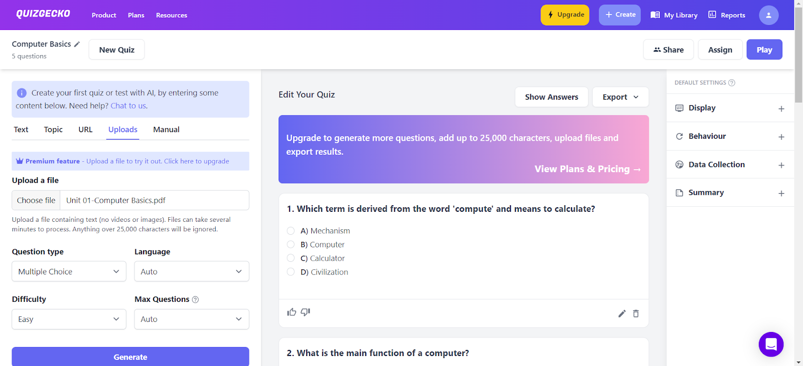 Quizgecko Quiz Maker – Best for Formative Assessments