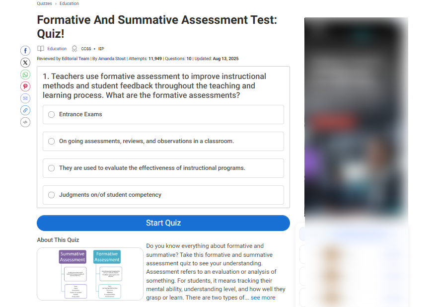 Formative and Summative Assessment Test by ProProfs Quiz Maker