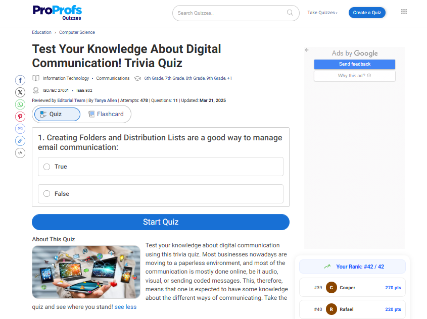 Digital Communication Quiz by ProProfs
