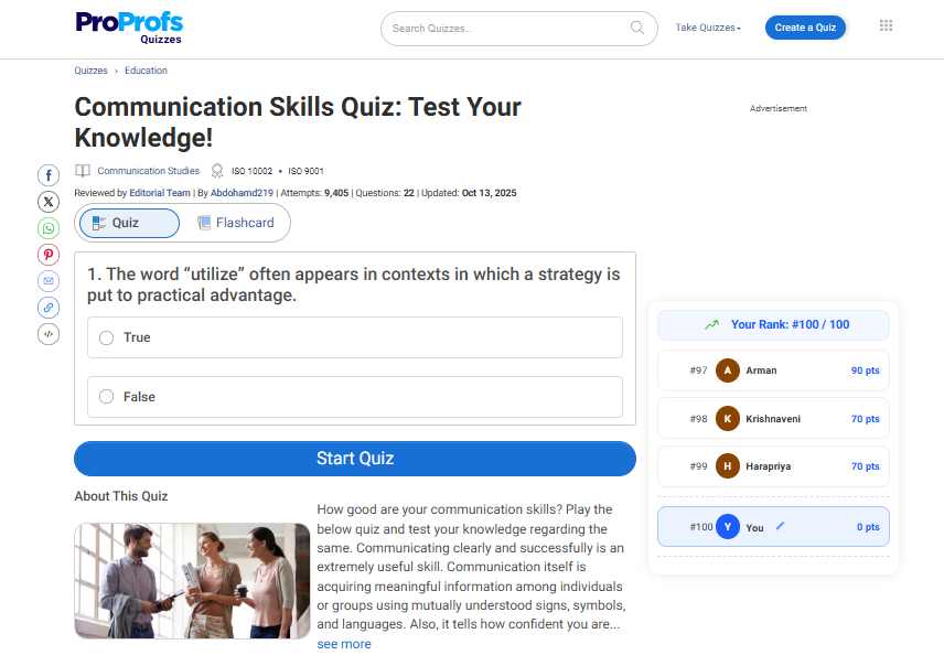 communications skills quiz by proprofs