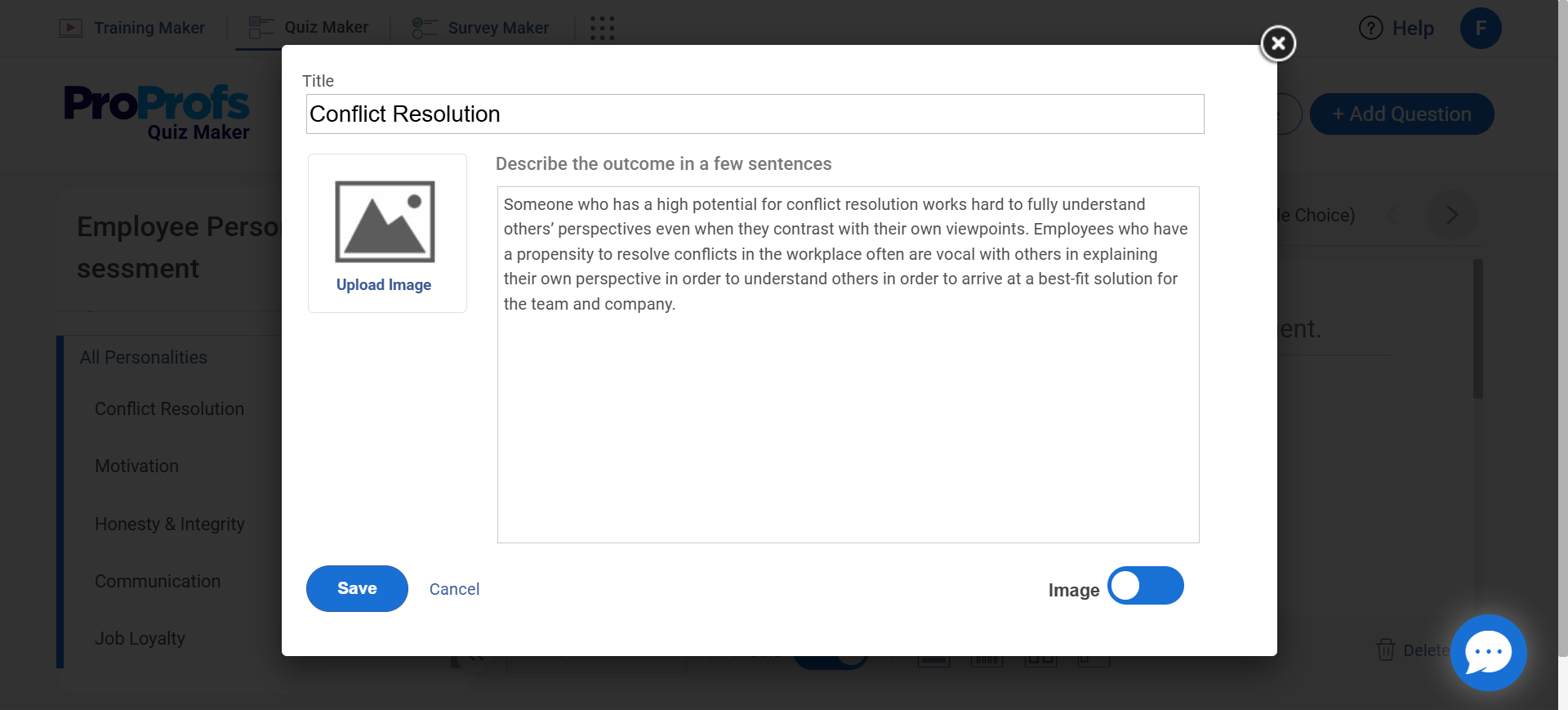 New Personality Outcome