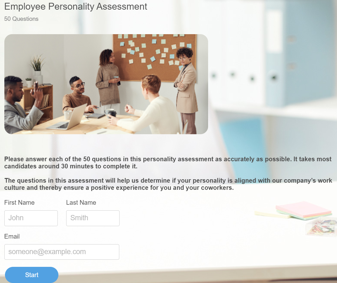Pre-Employment Personality Test Example