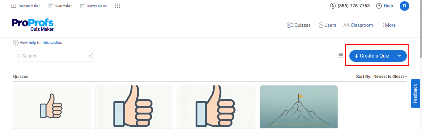 Click on create a quiz