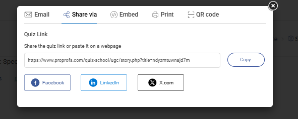 Publish and Share Quiz
