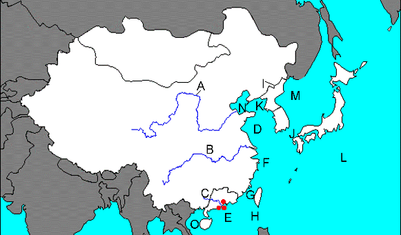 World Geography East Asia Unit 9:  Map Quiz (Bodies Of Water)